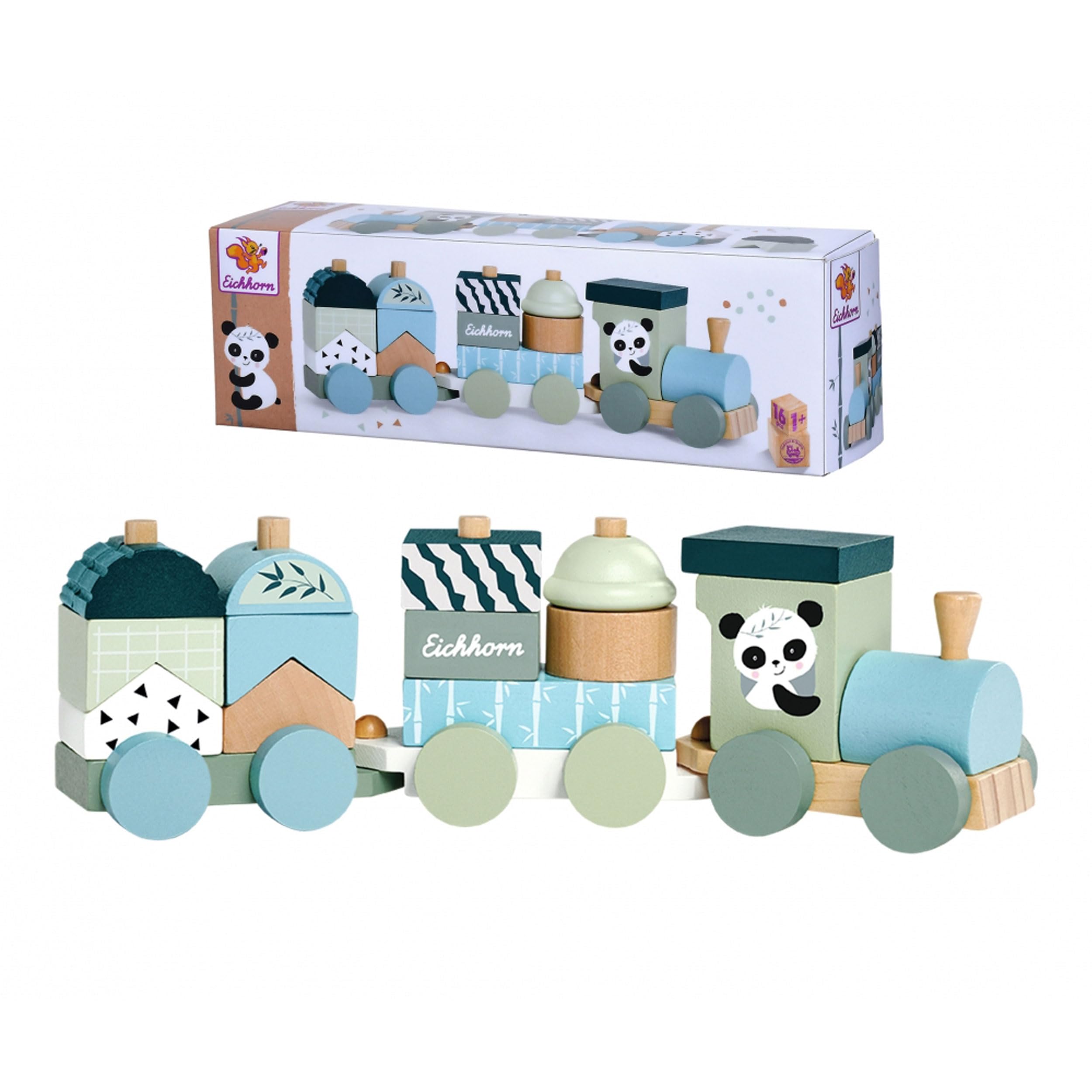Eichhorn Holzzug mit 2 Waggongs und 13 Bausteinen, Lok und Anhänger Bestehend aus Bausteinen, 16 Teilig, 29 cm Lang, Motorikspielzeug Für Kinder Ab Einem Jahr Angebot bei HelloDeals