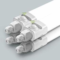 buling 4er LED Feuchtraumleuchte 150cm mit Bewegungsmelder, 45W 4500LM 4000K LED Deckenleuchte Sensor, Linkable Led Wannenleuchte Kellerleuchte Wasserfest IP65 für Garage Balkon Keller Flur Treppe 150CM mit Bewegungsmelder 4er Pack Angebot bei HelloDeals