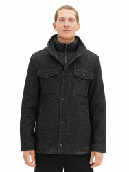 Tom Tailor Herren 2-in-1 Wollmantel mit integrierter Innenjacke 1037345 XL 32521 - Snow Wool Structure Angebot bei HelloDeals