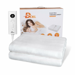 DOEL Heizdecke 160x140cm, Wärmeunterbett Doppel mit 10 Heizstufen, Elektrische Wärmedecke mit 3/12h Abschaltautomatik, Maschinenwaschbar Matratzenheizung, 220-230V, 50-60Hz, 115W, Weiß Angebot bei HelloDeals