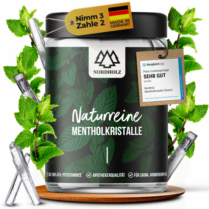Mentholkristalle [100g] für Sauna in Premium Qualität aus 100% Minzöl - Befreit die Atemwege und sorgt für intensiven Duft in der Sauna - Sauna Zubehör 100gr. Tiegel Angebot bei HelloDeals