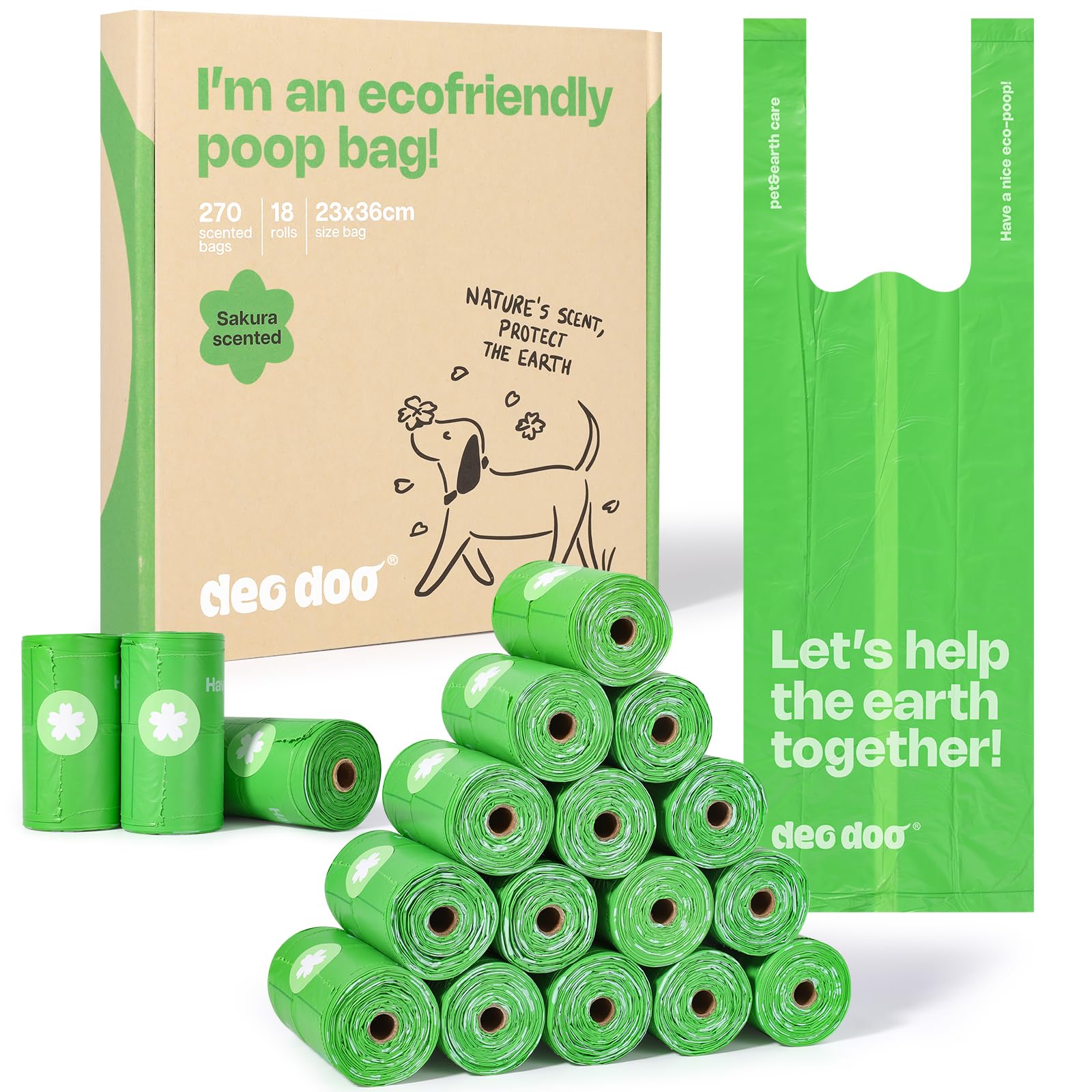 Hundekotbeutel Biologisch Abbaubar mit Henkel Kotbeutel für Hunde mit Duft 270 Stück 18 Rollen Dog Poop Bags Aus Recycelten Materialien Hergestellt 50% Speisestärke Auslaufsicher 1 stück (270er Pack) Newpacking-grün Angebot bei HelloDeals