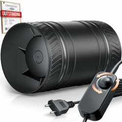 100mm Rohrventilator Regelbar, Rohrlüfter 8W, 310m³/h, Überhitzungsschutz Ventilator, Kanalventilator, Inline Abluftventilator für Grow-Zelte, Gewächshaus, Badzimmer, Keller, Garage, Küche einstellbare Geschwindigkeit (P124) Verbesserte Angebot bei HelloDeals