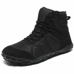 MIFAWA Barfußschuhe Winterstiefel Herren Damen Schneestiefel Herren Damen Winterstiefel Warm Gefüttert Barfußstiefel für Wasserdicht Outdoor Anti-Rutsch Bequem Leicht 37-46EU 39 EU Schwarz Schwarzes Fell Angebot bei HelloDeals