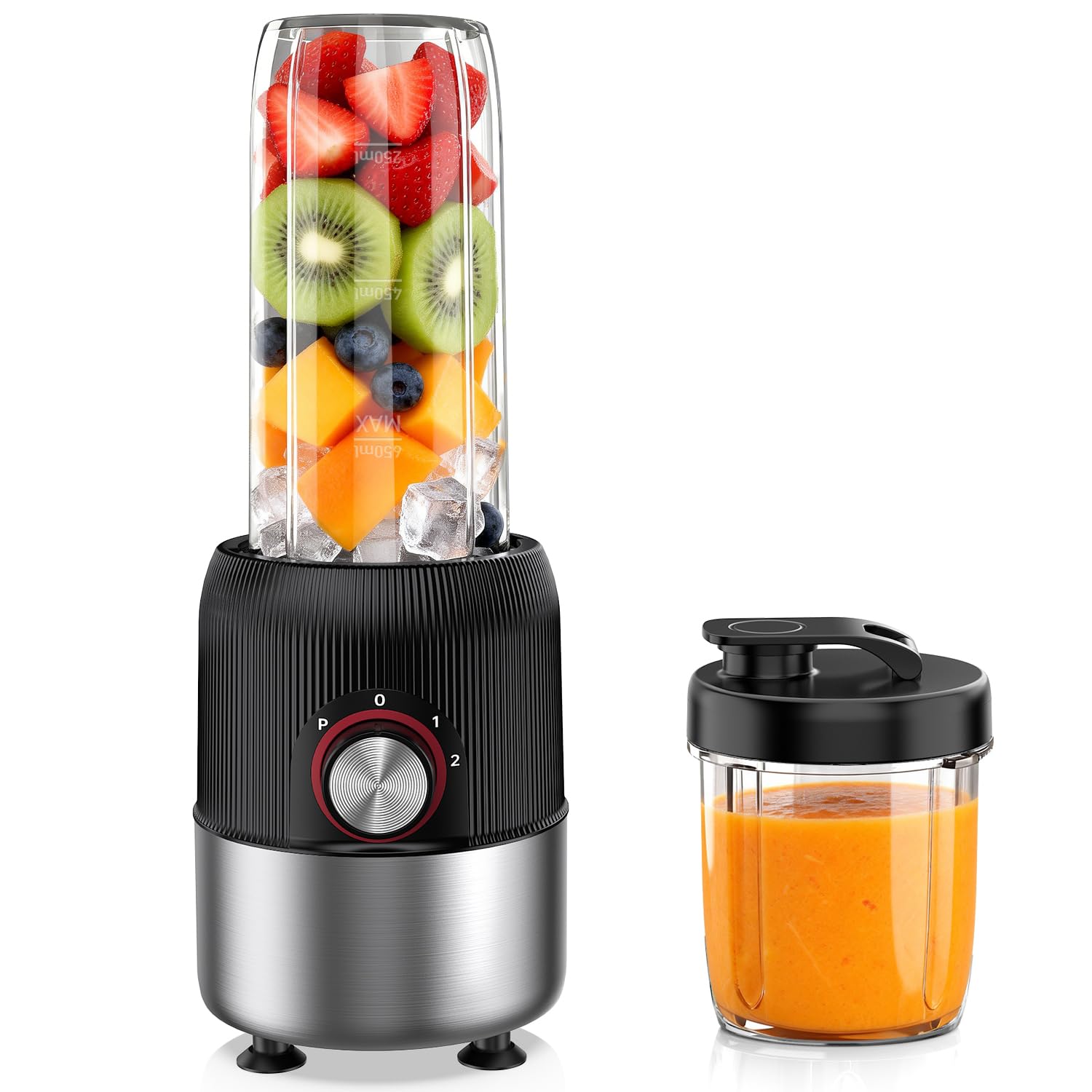 Ombrex Standmixer 500W & Smoothie Maker, Kompakter Blender für die Küche, 2 Mixbecher 750ml & 200ml, BPA-frei, Mixer für Smoothies, Eis & Babynahrung Small Angebot bei HelloDeals