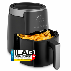 MEDION P40 L Heißluftfritteuse (4,7 Liter, Airfryer, 1500 Watt, einfache Bedienung, ölfreies Frittieren, 60 Min Timer, bis zu 200° C, Antihaft-Beschichtung, MD13030) schwarz Angebot bei HelloDeals