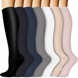 ACTINPUT Kompressionsstrümpfe Damen und Herren,7 Paar Kniestrümpfe Stützstrümpfe kompressionssocken Compression Socks Laufstrümpfe für Flug,Sport,Reisen, Radsport, krankenschwester 7102 - Blau S-M Angebot bei HelloDeals