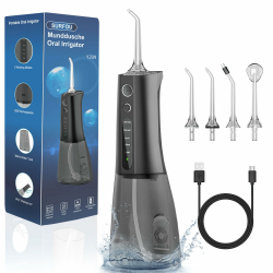 SURFOU Munddusche Kabellos Water Flosser for Teeth, Elektrische Wasserflosser für Zähne Oral Irrigator Zahndusche Wasser Zahnreiniger, Zahnzwischenraumreiniger Zahnseide Elektrisch Schwarz 209 Angebot bei HelloDeals