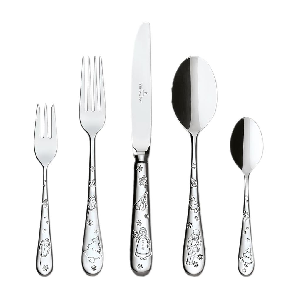 Villeroy & Boch – Toy's Delight Besteckset 30 teilig Silber Platin, Spülmaschinenfest, Besteck Set 6 Personen Rostfrei Weihnachtsmotive, Gabel, Messer, Löffel, Kaffeelöffel, Kuchengabeln, Edelstahl 30-teilig (6 Personen) Angebot bei HelloDeals