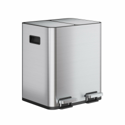 WLIVE Mülleimer Küche 30L, Mülltrennsystem mit 2 x 15L Fächern, Doppel Abfalleimer mit Treteimer, Edelstahl Abfallsammler für Küche, Bad oder Büro, geruchsdicht und platzsparend 2*15L Angebot bei HelloDeals