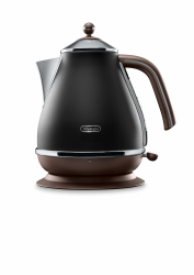 De'Longhi Wasserkocher Icona Vintage KBOV2001.BK - 1,7 l mit Wasserstandsanzeige und 360° Basis, Edelstahl in elegantem Retro Look mit Chrom-Details, schwarz Schwarz Single Angebot bei HelloDeals