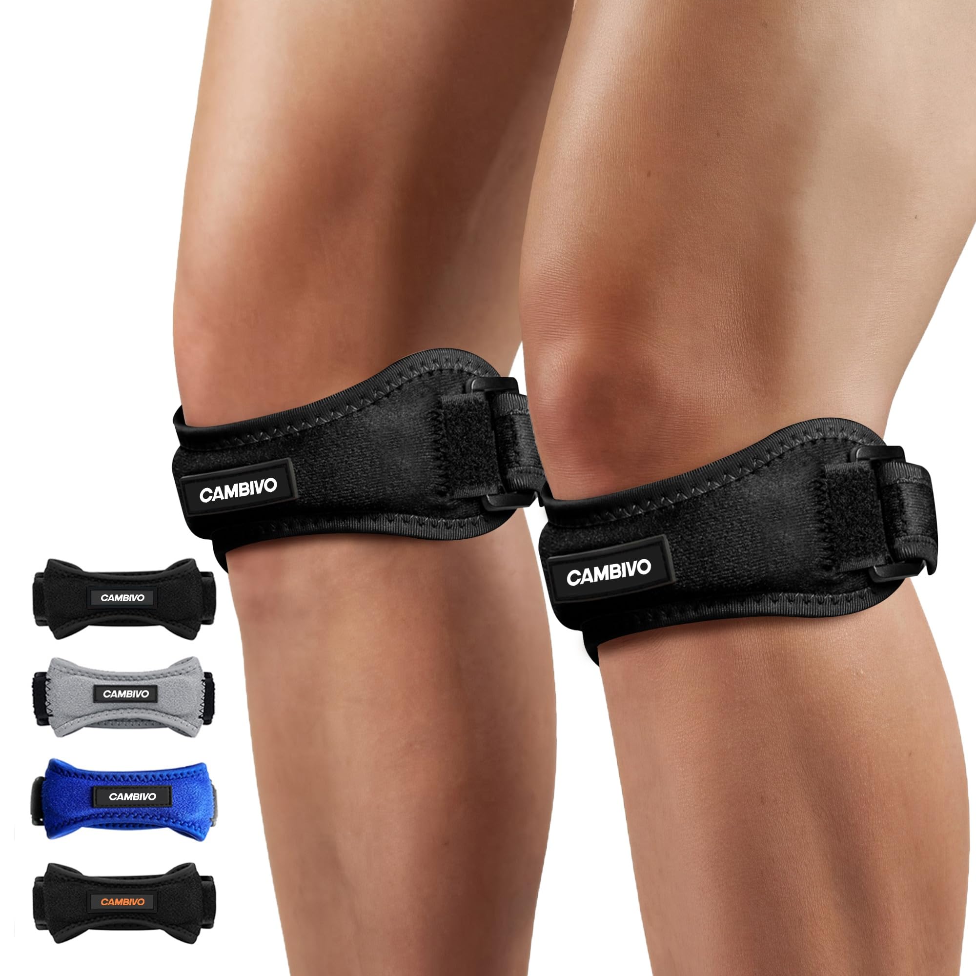 CAMBIVO 2 x Patellasehnenbandage, Knee Support, Patella Kniebandage, Verstellbare Bandage Knie für Damen und Männer beim Sport, Wandern, Fitness, Baseball, Volleyball Schwarz Angebot bei HelloDeals