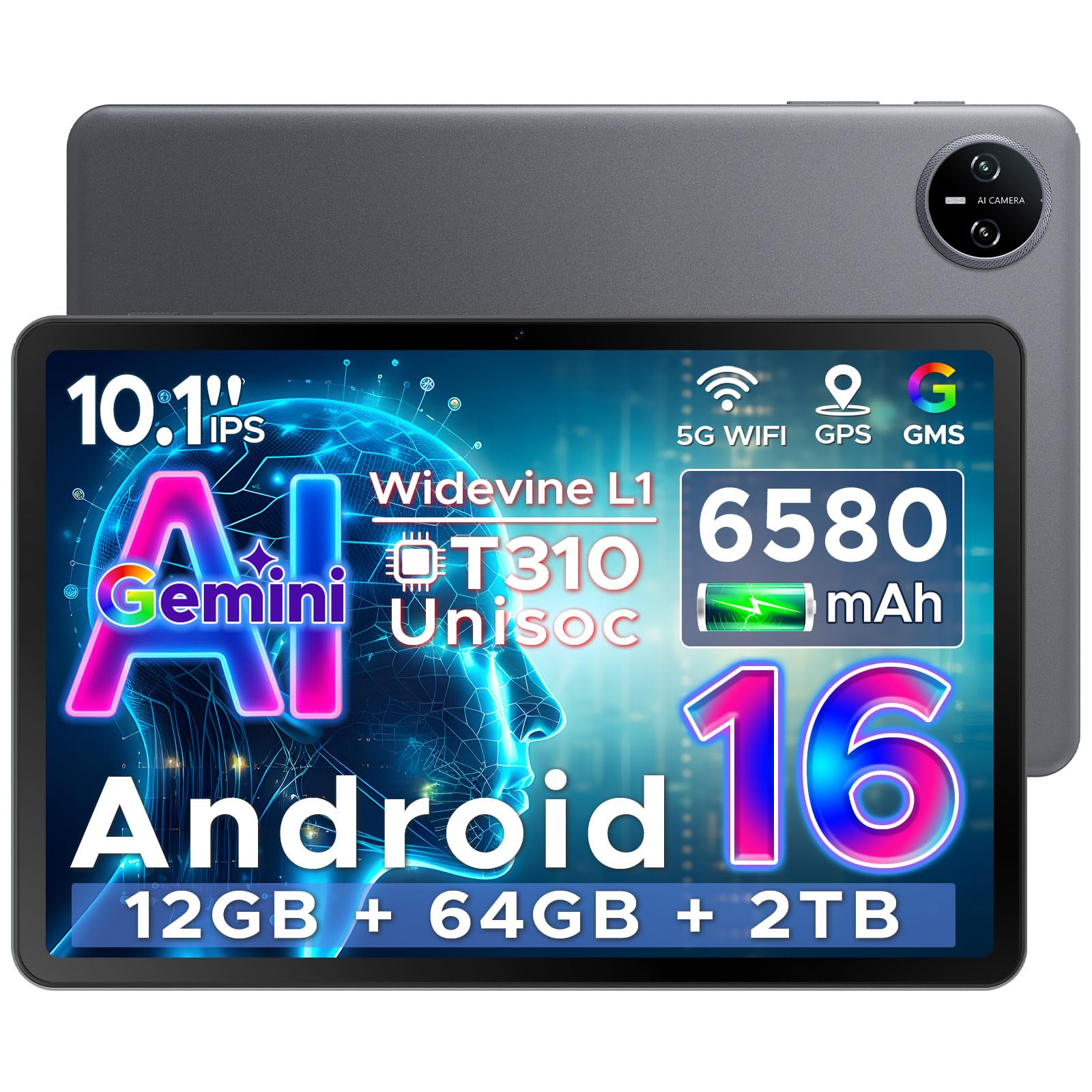 DOOGEE Tab A9 Tablet 10 Zoll Android 16, 12GB RAM+64GB ROM(TF 2TB) Gaming Tablet, Gemini AI, 6580mAh, Unisoc T310, Dual Speaker, 5G WiFi, 8MP Kamera, Bluetooth 5.0, Face ID, 3.5mm Kopfhöreranschluss A9 16(Grau) Angebot bei HelloDeals