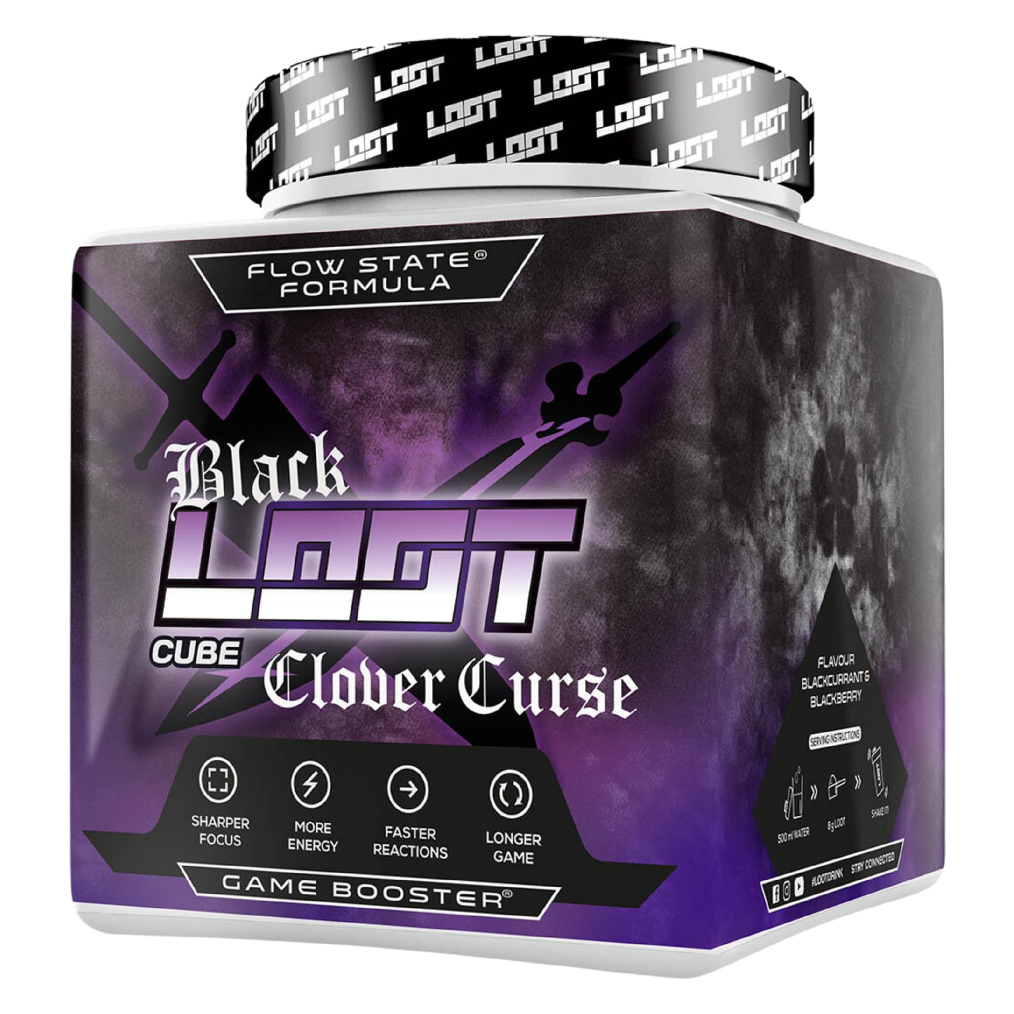 LOOT® - BLACK EDITION Clover Curse Game Booster | mit Flow-State® Formel | 50 Servings (400g) mit Koffein | 20 hochdosierte Inhaltsstoffe | Blackcurrant Blackberry Angebot bei HelloDeals