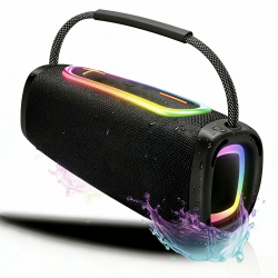 Tragbarer Bluetooth Lautsprecher IPX7 Wasserdicht & Staubdicht, 20h Akkulaufzeit, Bluetooth 5.3, 30W Stereo Sound mit Bass Boost, RGB Licht für Party/Outdoor/Strand, USB-C Schnellladung BUK-0116 Angebot bei HelloDeals