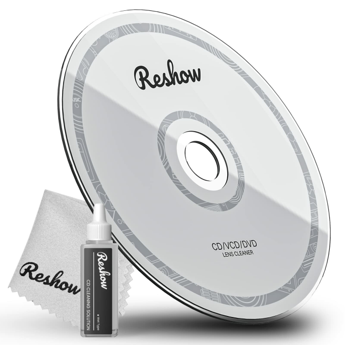 Reshow Laser-Linsen-Disc-Reinigungsset Für CD & DVD-Player, Schonende Reinigung Ohne Kratzer Auf Der Optik - Inklusive Mikrofaser-Tuch, Reinigungs-Disc Und Reinigungslösung 1 Reinigungslösung Angebot bei HelloDeals