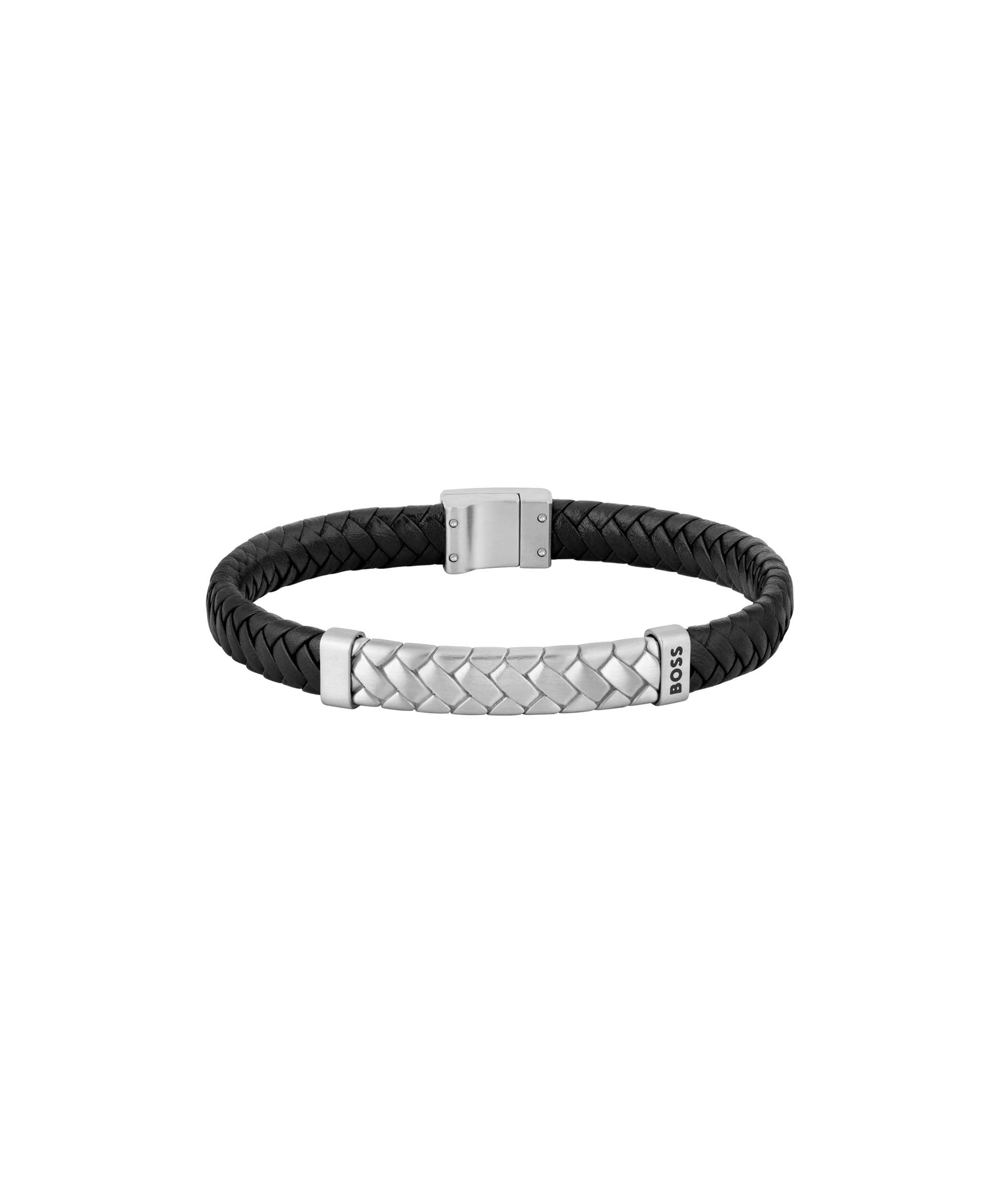 BOSS Jewelry Armband für Herren Kollektion TAILORED mit Schwarzem oder Braunem Leder Black & Silver Angebot bei HelloDeals