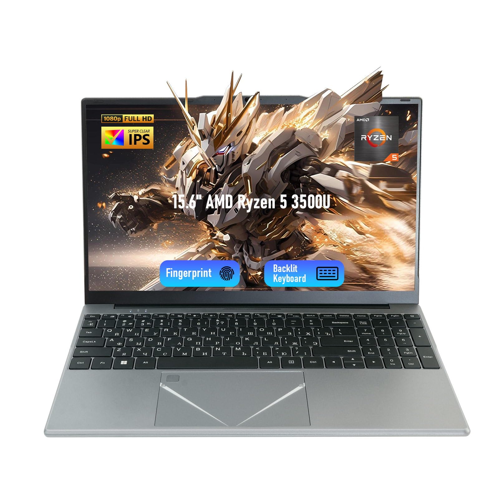 Laptop 15,6 Zoll, AMD Ryzen 5 16 GB RAM 512 GB SSD(i5 übertroffen) 3,7 GHz, 5000mAh Große Akkulaufzeit 180° Bildschirm, Notebook für Studenten und Arbeit Touch ID Typ-C WiFi5 BT Angebot bei HelloDeals