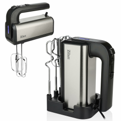 Handmixer 500W mit Ständer – Kraftvoller elektrischer Handrührer Küchenmixer mit 5 Stufen & Turbo, Handrührgerät 2x Knethaken und 2x Rührhaken aus Edelstahl, leise, ideal für Backen,Teig & Sahne Angebot bei HelloDeals