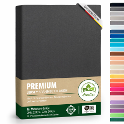 Premium Spannbettlaken, extra schwer und dick, 97% Mako-Jersey-Baumwolle und 3% Elasthan, auch Boxspringbett geeignet, 200 x 220-220 x 240 cm, Anthrazit/Grau Anthrazit/Grau 200 x 220 - 220 x 240 cm Angebot bei HelloDeals