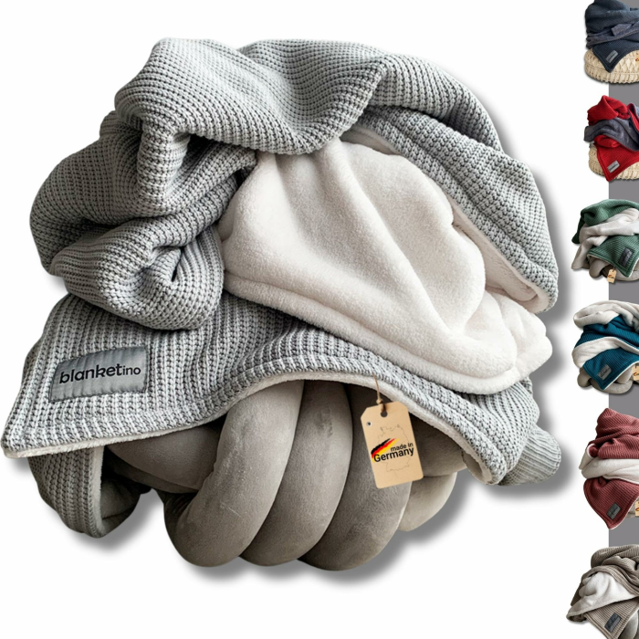 Kuscheldecke Strick 145 x 210 cm - Kuschlig warme Sofadecke Wohndecke aus extra weichem Wellnessfleece & hochwertiger Baumwolle in versch. Farben (Strick Seidengrau) ”strick” Seidengrau Angebot bei HelloDeals