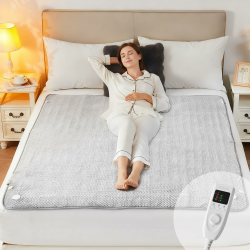 CELESTA Wärmeunterbett 150x80cm, Heizdecke mit 5 Temperaturstufen & 10h Timer, LED-Controller, waschbare Decke aus weichem Flauschstoff, atmungsaktiv in Grau Fleece Dunkelgrau 150 x 80cm Angebot bei HelloDeals