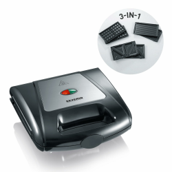 SEVERIN Sandwich-Toaster, 3-in-1 Funktion (Sandwich-, Grill-, Waffelplatte), 1.000 W, SA 2968, EDS-geb./ schwarz 3-in-1 Sandwich-Maker Angebot bei HelloDeals