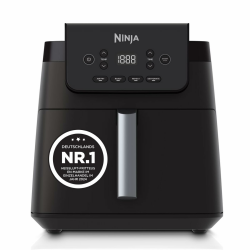 Ninja Heißluftfritteuse, 6,2 l, ohne Öl, große quadratische Schublade, Braten, Heißluftfrittieren, Dörren, Aufwärmen, digital, Antihaftbeschichtet, Spülmaschinengeeigneter Korb, Schwarz, AF170EU 6,2L 4in1 Angebot bei HelloDeals