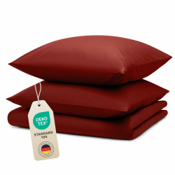 Blumtal Bettwäsche 155x220cm + 2X 40x80cm Kopfkissenbezug - Oeko-TEX zert. Mikrofaser Bettwäsche Set - Mikrofaser Bettbezug - Deckenbezug + Kissenbezug 3-teilig - Bettbezug Aurora Rot 155x220cm + 2x 40x80cm 3 - Aurora Rot Angebot bei HelloDeals