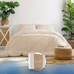 Bettwäsche 155x220 Baumwolle Satin - Oeko-Tex Made In Green - Himmlisch weicher Schlaf - Bettwäsche-Set mit 1x Bettbezug 155x220 + 1x Kissenbezug 80x80 - Duvet Cover - Beige 155 x 220 cm Beige Angebot bei HelloDeals