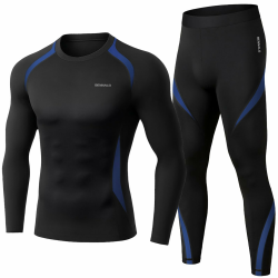 Thermounterwäsche Herren, Skiunterwäsche Winter Thermowäsche Set Funktionsunterwäsche Warm Weich Funktionswäsche atmungsaktiv Thermo Unterwäsche Thermounterhemd Thermounterhose für Männer XL Blau Angebot bei HelloDeals