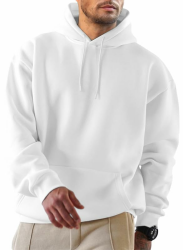 JMIERR Hoodie Herren Freizeit Pullover mit Taschen Winter Warm Langarm Kordelzug Sweatshirt Männer Baumwolle Kapuzenpullover M A Weiß Angebot bei HelloDeals