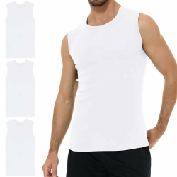 YouShow 3er Pack Unterhemd Herren 100% Baumwolle Tank Top Ärmellos mit Rundhals 3*weiß L Angebot bei HelloDeals