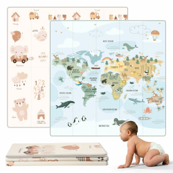 Spielmatte Baby Faltbar 200x180 cm und Wendbar, Krabbelmatte Baby Schadstofffrei mit CE Zertifikat, Play Mat XXL Gepolstert, Spielmatte rutschfest und Wasserdicht (Weltkarte) Weltkarte XL Angebot bei HelloDeals
