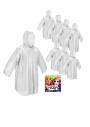 skapandi 8x Einweg Regenponcho mit Kapuze | Regencape | Regenjacke | Regenbekleidung | transparent & wasserdicht für Erwachsene und Kinder | Edition Karneval Angebot bei HelloDeals