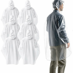Einweg & Einmal Regenjacke mit Kaputze - Einheitsgröße - Regencape Festival - Regenponcho -Regenumhang - transparent & wasserdicht für Fahrrad & Erwachsene - Damen & Herren (Mengenauswahl) Einheitsgröße 6x Transparent Angebot bei HelloDeals