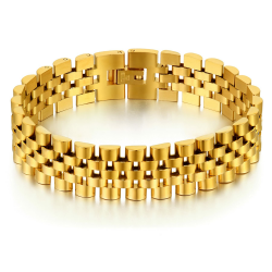 Flongo Herren-Armband Männer Armband Groß Breit Armband Fahrradkette Silber Schwarz Gold Hip Hop Rapper Motorradfahrer Biker Herren-Accessoires Angebot bei HelloDeals