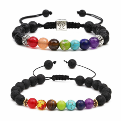 PHOGARY 7 Chakren Armband mit echten Energiesteinen für Damen und Herren, mit Geschenkbeutel und Stress Relief Yoga Kornejustierbare Angst Armband Angebot bei HelloDeals