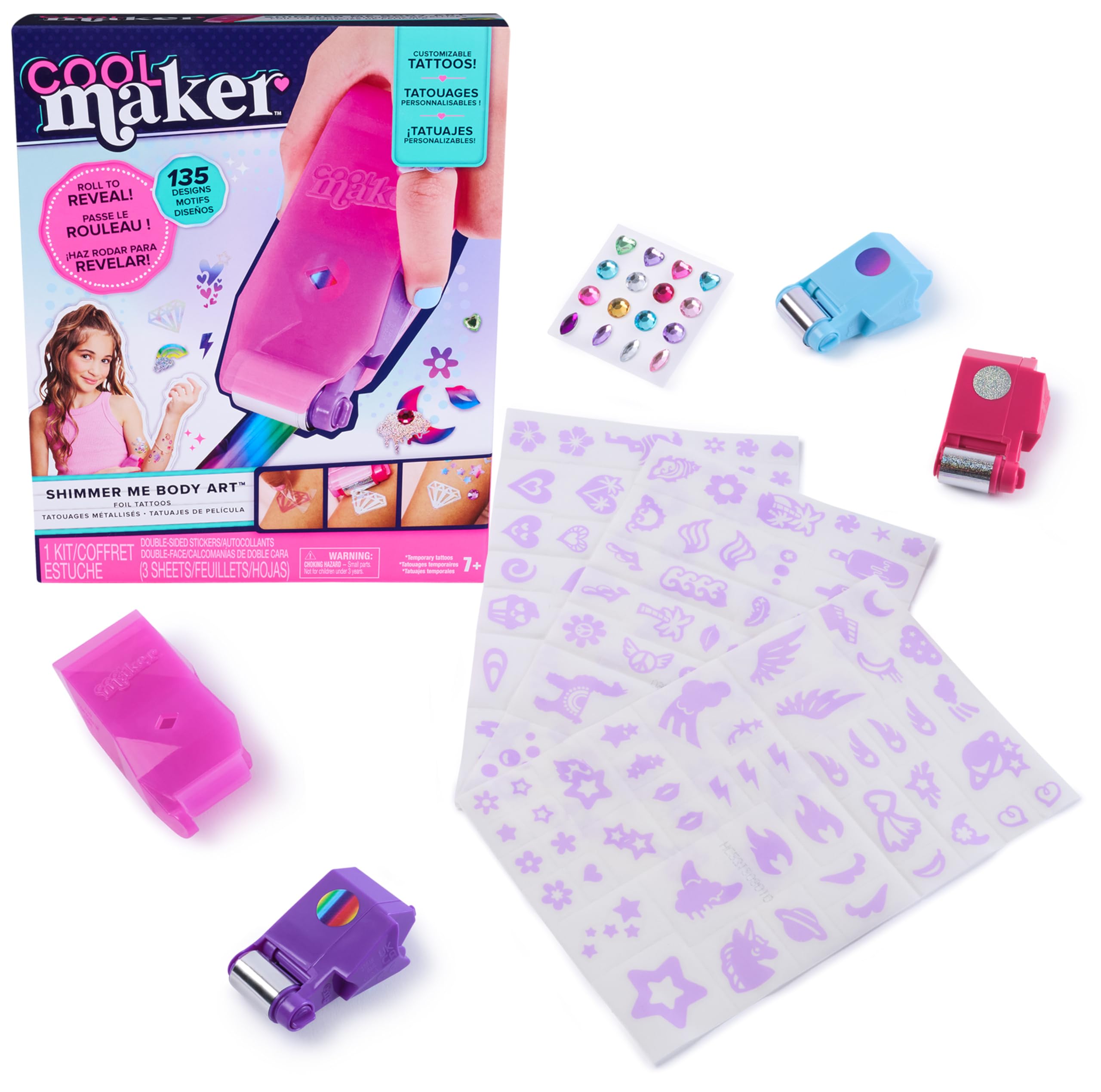 Cool MAKER Shimmer Me Tattoo Studio - Schimmernde Tattoos mit Metallicfolien selbst gestalten, mit 135 Tattoo Designs und Schmucksteinen, für Kinder ab 7 Jahren Angebot bei HelloDeals