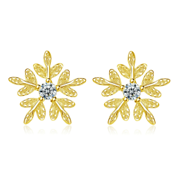 Silber Weihnachten Ohrringe Damen, 925 Sterling Silber Weihnachts Ohrstecker, Schneeflocke Ohrstecker Elch Mondstein mit Zirkonia, 10mm Klein Silber Schlafen Knorpel Ohrstecker zum Winter Schneeflocke - Gold Angebot bei HelloDeals