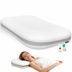 Nackenkissen Kopfkissen - Höhenverstellbar Nackenstützkissen zur Linderung von Nackenschmerzen - Ergonomisches Memory Foam Kissen Schlafkissen - Waschbares Bezug,70x39.6CM White Angebot bei HelloDeals