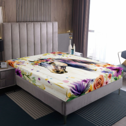 Homewish Pferd Spannbettlaken 90x200 Kinder,Niedlich Wildtier Bedruckt Spannbetttuch für Mädchen Jungen Jugendliche,Ästhetische Blumen Holzbrett Bettlaken Tierliebhaber Schlafzimmer Dekor Mikrofaser Lila Beige 90x200x30cm Angebot bei HelloDeals