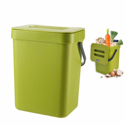 Mülleimer Küche, Biomülleimer Küche Klein, 3L Abfalleimer mit Deckel, Küchenabfalleimer Windeleimer Geruchsdicht Arbeitsplatte, Aufhängen Komposteimer für Küche, Zuhause, Büro Grün Angebot bei HelloDeals