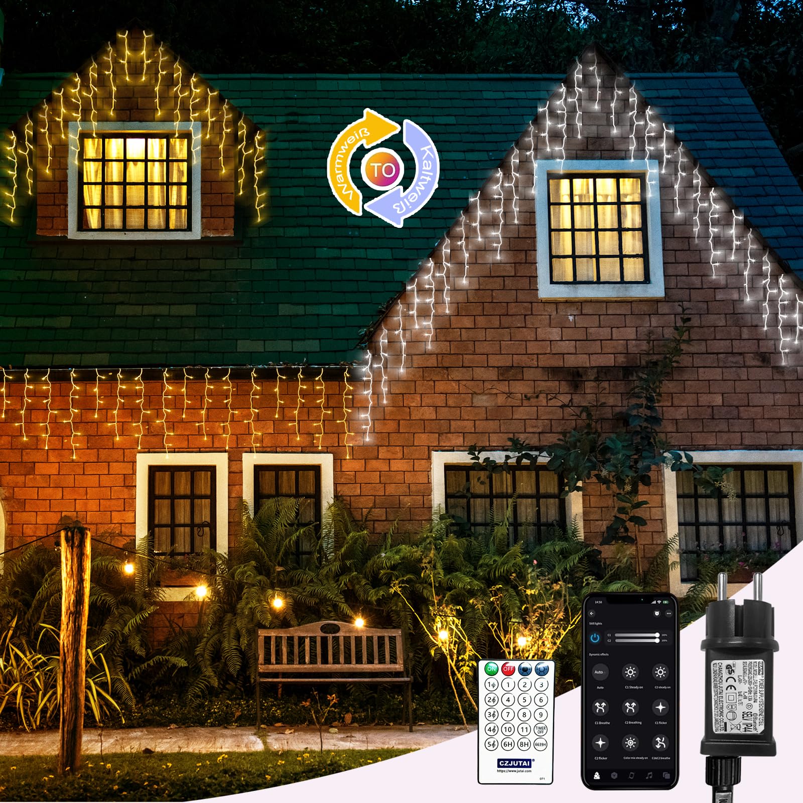 Eisregen Lichterkette mit App Steuerung, Lichterkettenvorhang mit musikalischem Rhythmus, IP44 wasserdicht, 17 Modi, App-Timer & Fernbedienung für Wohnzimmer Hochzeit Weihnachten Party Halloween Warmweiß und Kaltweiß 5m200leds Angebot bei HelloDeals