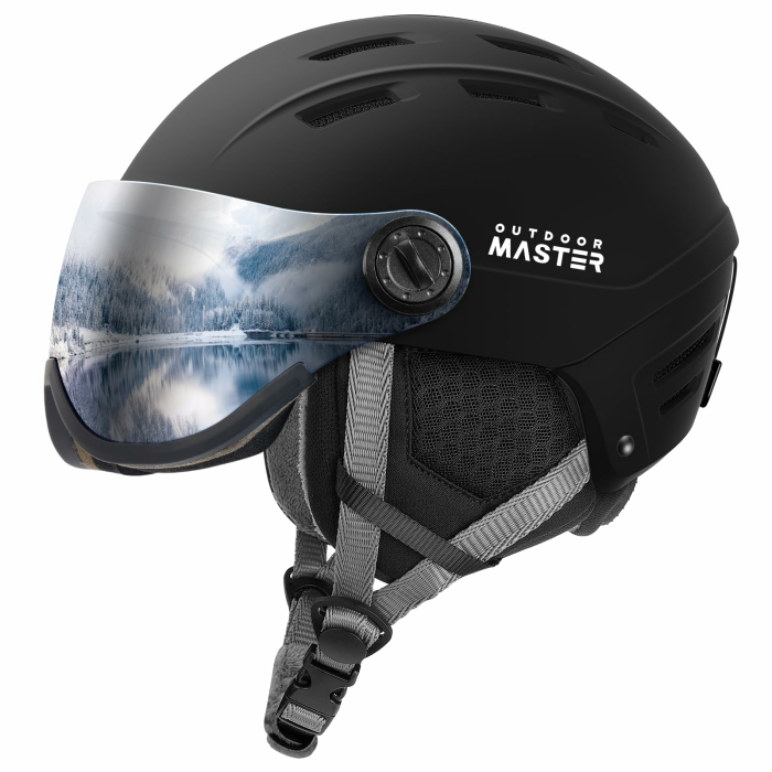 OutdoorMaster Snowboardhelm mit Skibrille, Skihelm und 2-in-1-Visier, abnehmbare Brille, schützender EPS-Schaum und 14 Kühlöffnungen, Schnee-Helme für Herren, Damen und Jugendliche Mattes Schwarz M Angebot bei HelloDeals