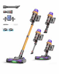 AlloyMove Akku Staubsauger, 50000Pa/550W/80Mins Staubsauger Kabellos mit LED Display und Anti Tangle Bürste, 7-stufiges Filtersystem, Für Tierhaare Hartböden Teppich A05 -- Angebot bei HelloDeals