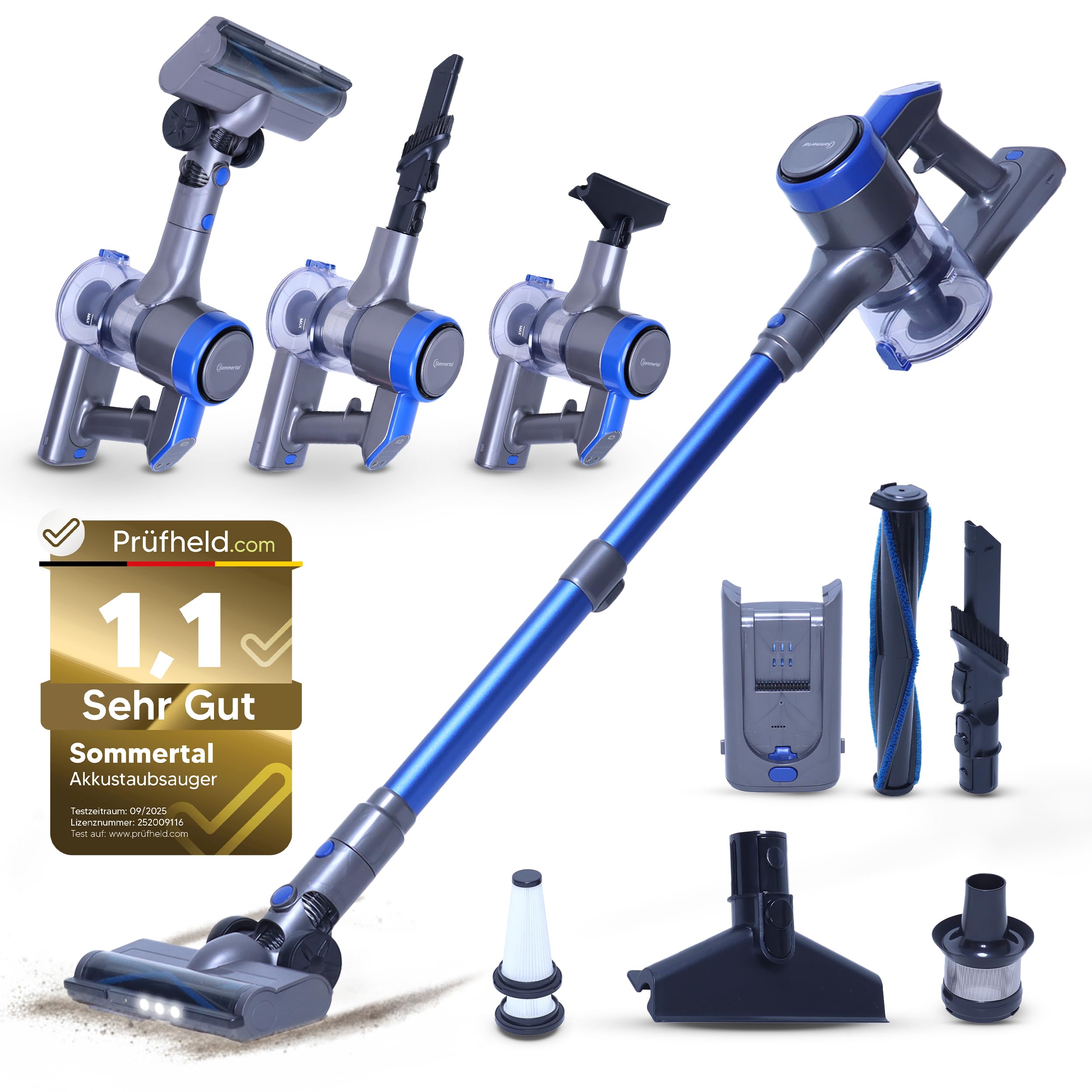 Akku Staubsauger VARIO150, 3in1 Handstaubsauger mit 360.000 Liter/Akkuladung, sehr leicht & kompakt, 45min Laufzeit für 300m² Teppich & Hartböden, Tierhaare, Stabsauger kabellos Angebot bei HelloDeals