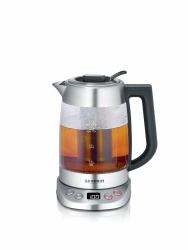 SEVERIN Glas Tee- & Wasserkocher Deluxe, Teekocher mit einstellbarer Temperatur & Ziehzeit, mit 5 Teeprogrammen & Warmhaltefunktion, max. 1,7 L Wasser, 3000 W, Edelstahl, WK 3480 1,7L (Wasser) / 1,5L (Tee) Angebot bei HelloDeals