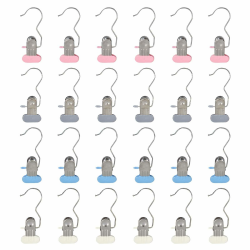 Wäscheklammern Edelstahl, 24 Stück Edelstahl Wäscheleine Klammern, rutschfest Kleiderbügel Clip, 360° Drehbarer Stiefel Aufhänger für Handtuch, Kleidung, Socken, Hosen, Schuhe (Mehrfarbig) Angebot bei HelloDeals