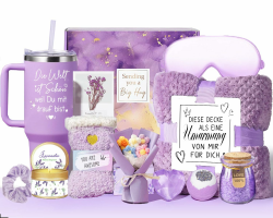 Geschenke für Frauen,GeburtstagsGeschenkset für Frauen Beste Freundin Frau Mama Kollegin Schwester mit Wellness 40 OZ Edeltahl Weinbecher Decke13tlg Bathsduft Geschenkbox Lila Geschenkeset für Frauen Angebot bei HelloDeals